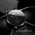 Genebra minimalista esporte esporte couro relógio preto simples analógico masculino relógios de pulso marca chinesa Guangzhou relógio de pulso atacado